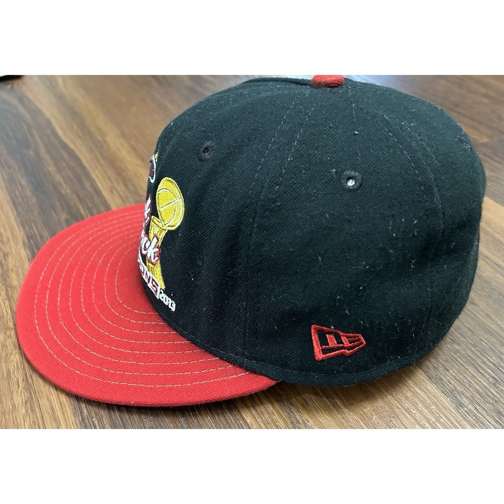 Miami Heat Back To Back Champions 2012-2013 Hat New Era 59Fifty 7 1/8‎ Black Red - Picture 4 of 14